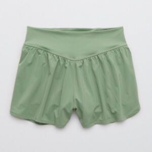 aerie Offline Real Me Women's Nylon Green Athletic Running Shorts
